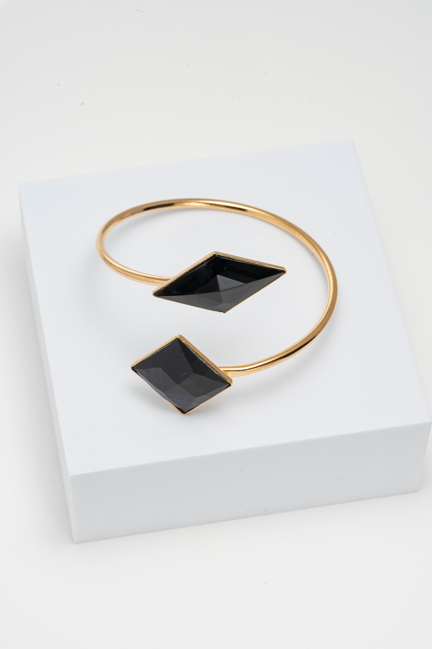 Bracciale Aperto con Doppio Cristallo Nero Noir Orbit
