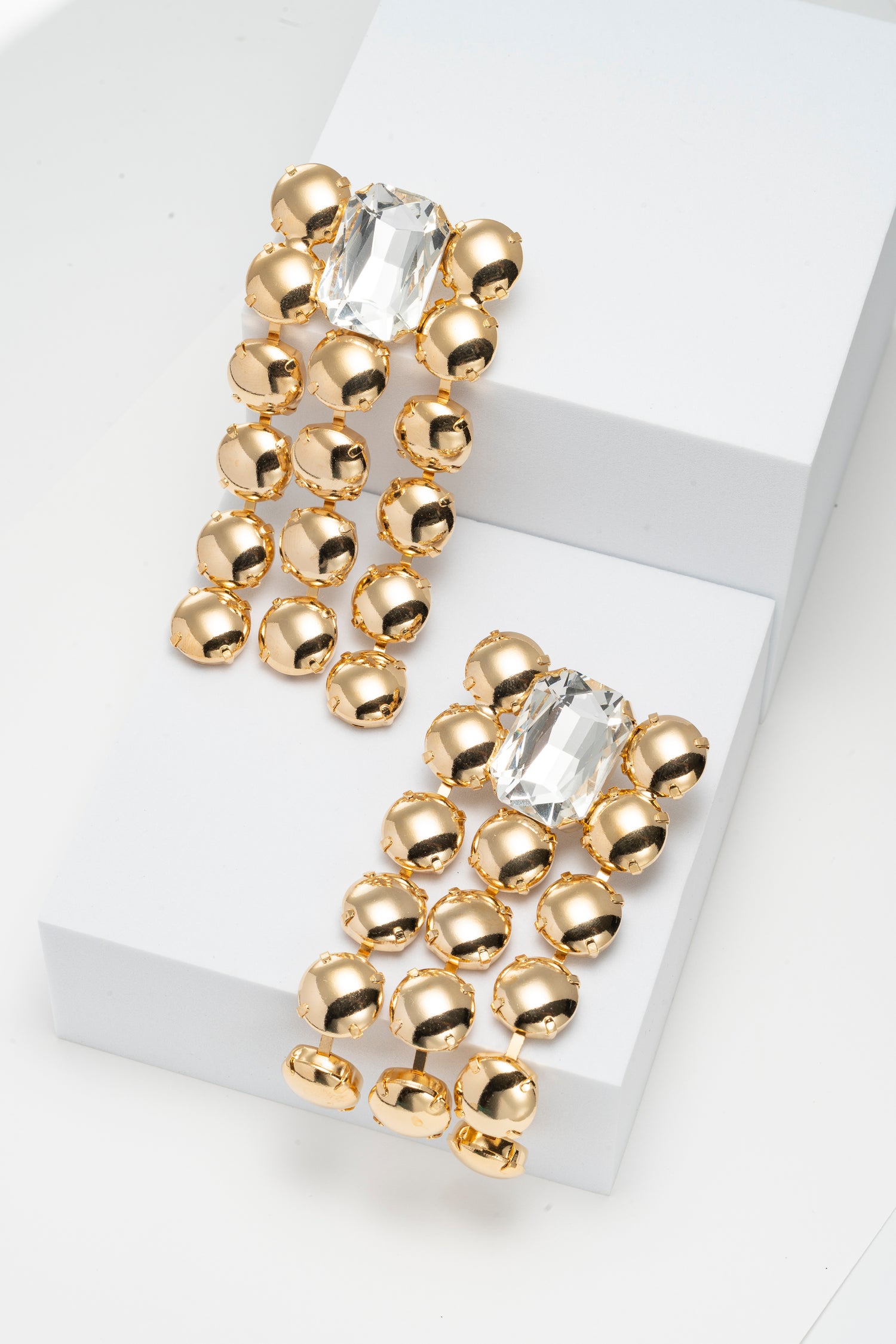 Orecchini con pietra Ottagonale Centrale e Dettagli Dorati Versailles