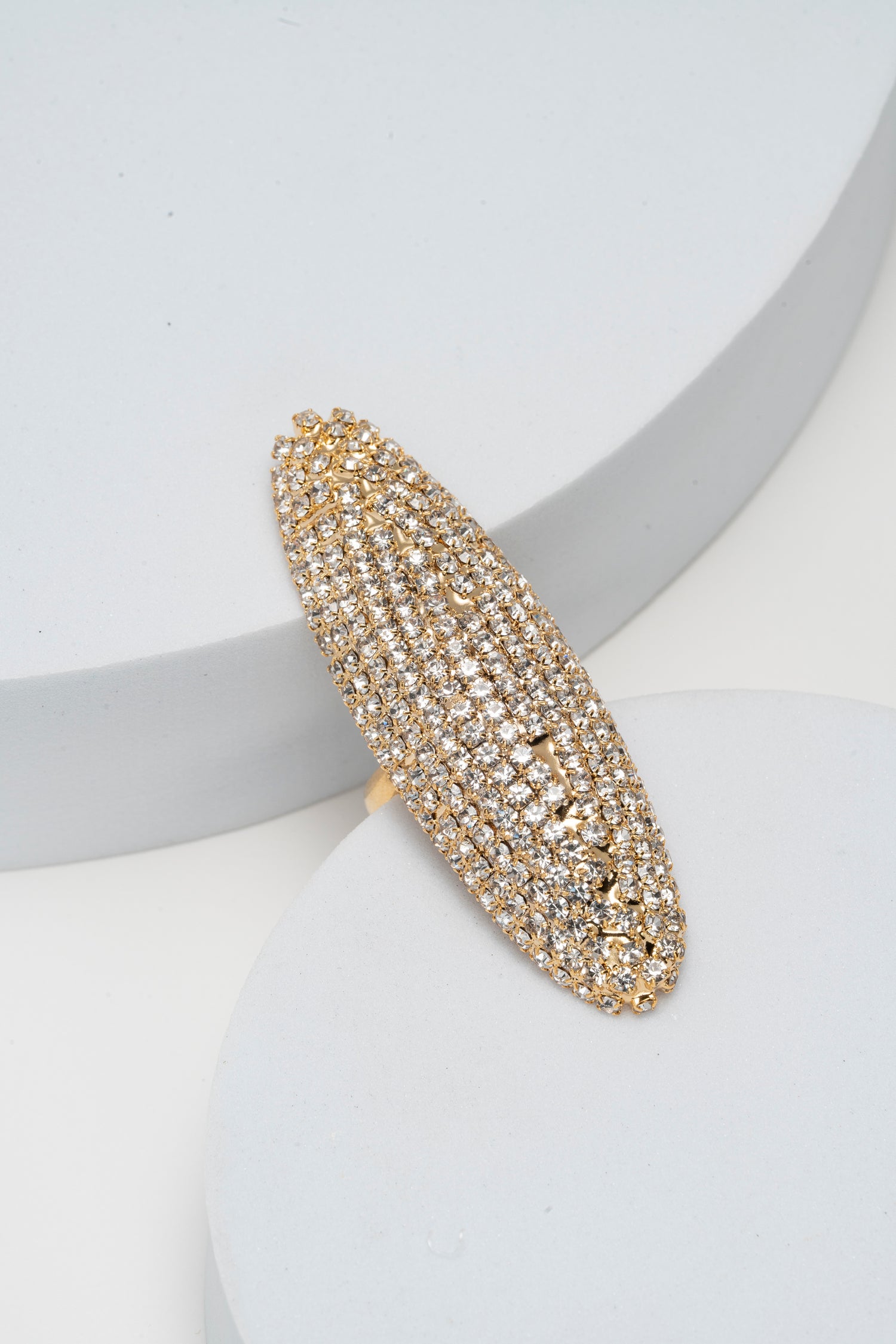 Anello Goccia di Strass Dorati Starlight