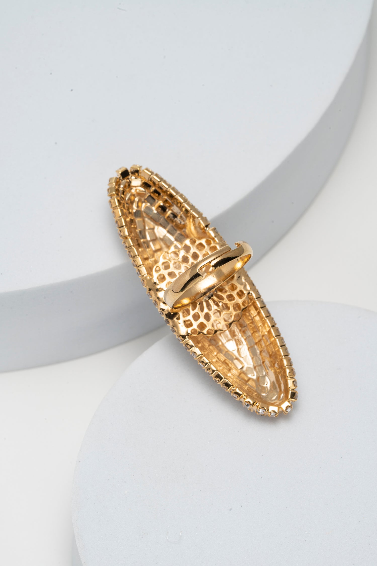 Anello Goccia di Strass Dorati Starlight