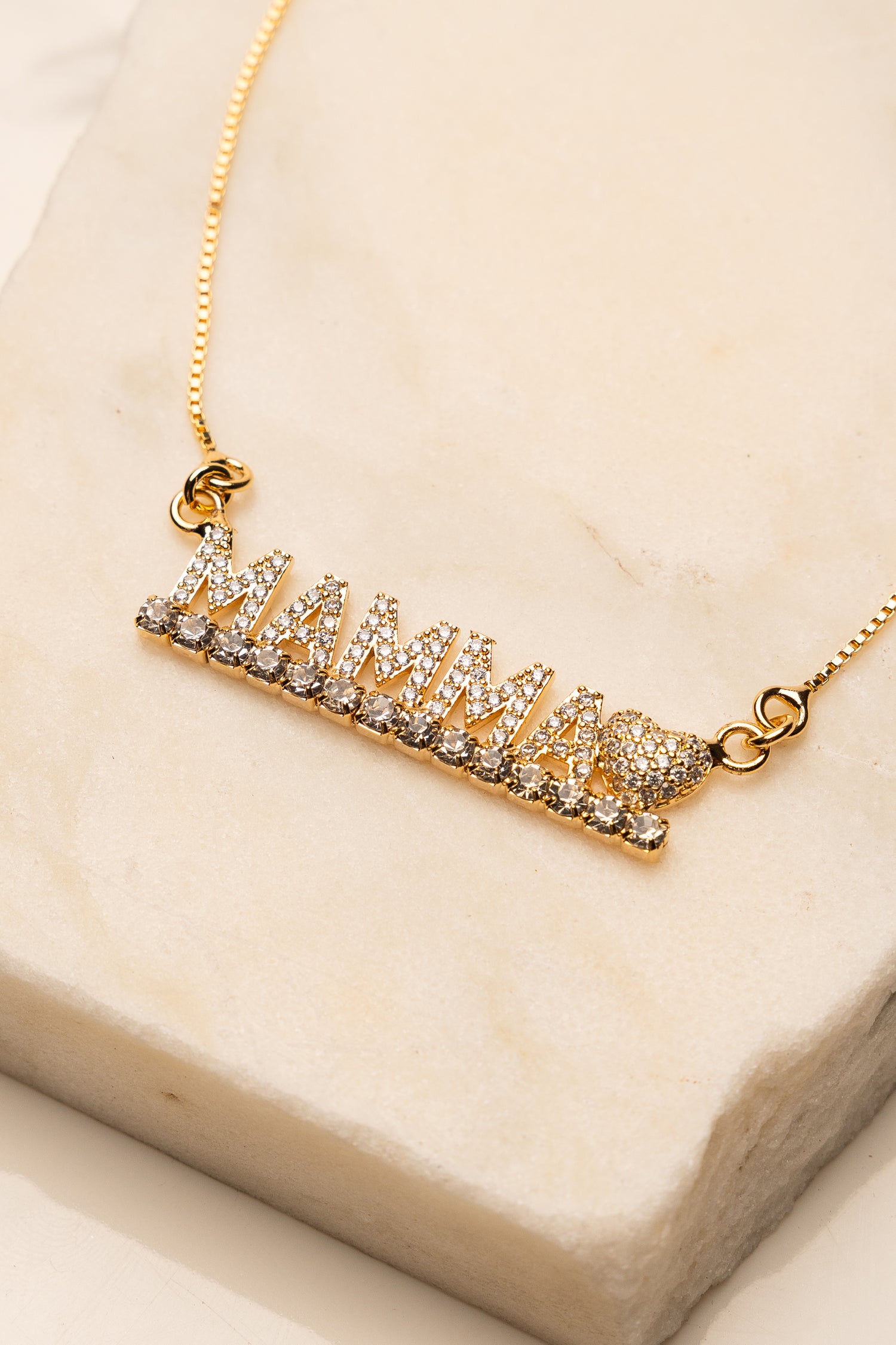 Collana Mamma con cuore in zirconi