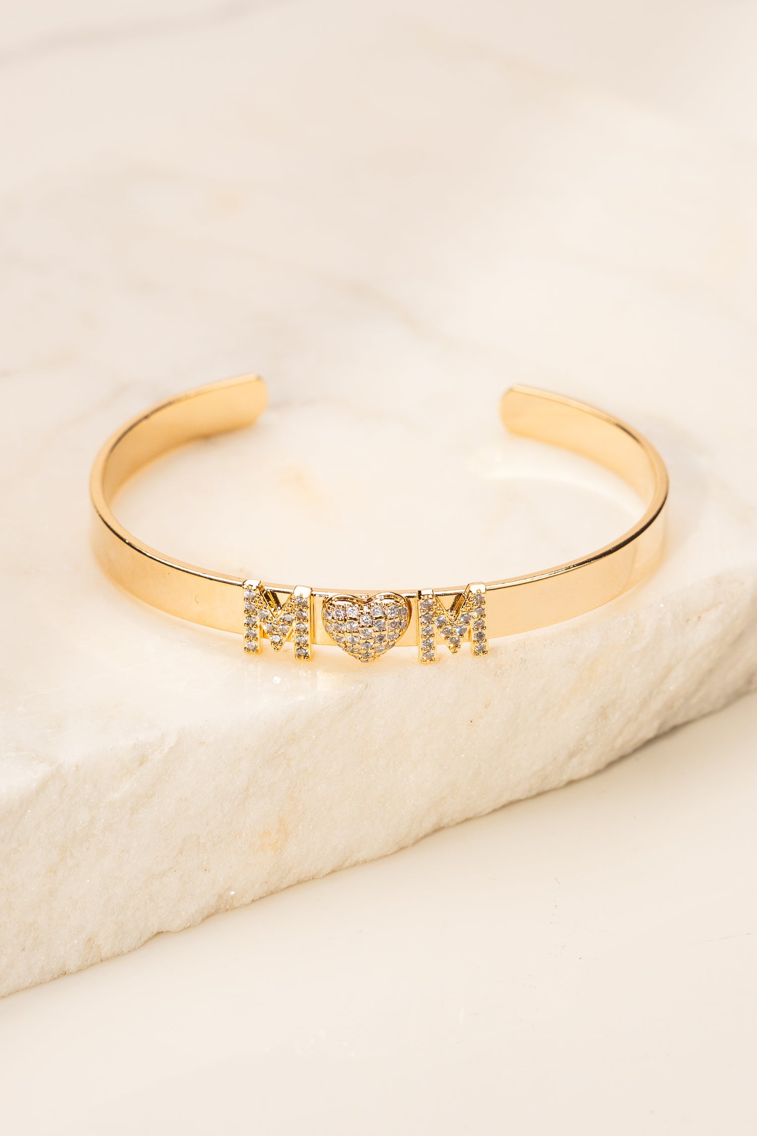 Bracciale Rigido Mom con  cuore in zirconi