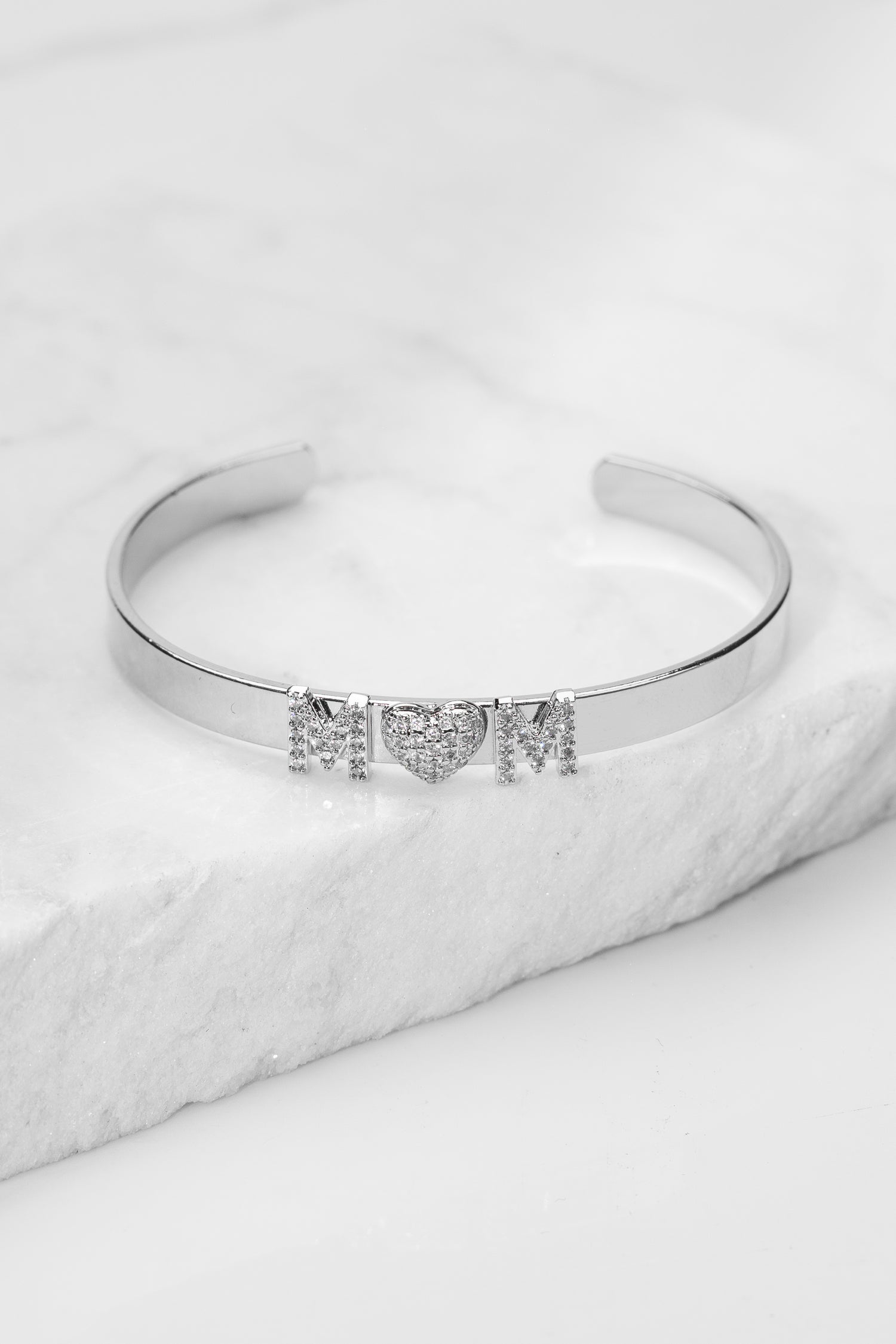 Bracciale Rigido Mom con  cuore in zirconi