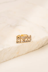 Anello Mom con cuore in zirconi