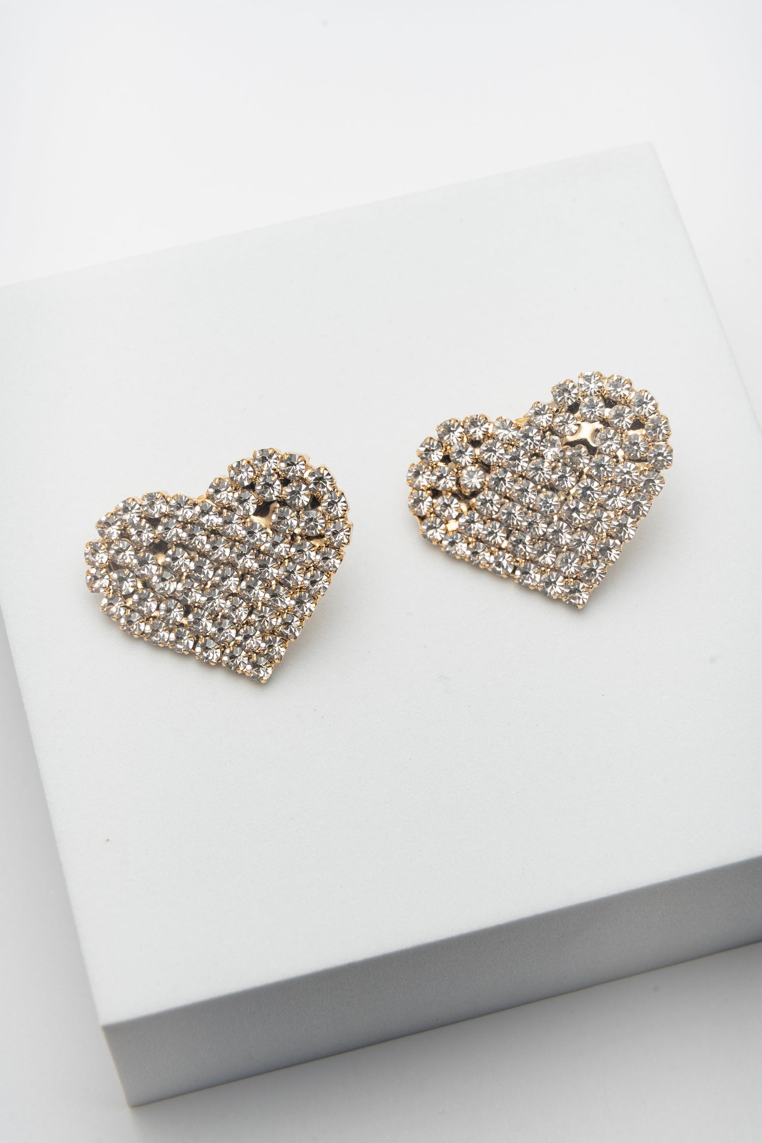 Orecchini Cuore di Luce in Cristalli Dorati