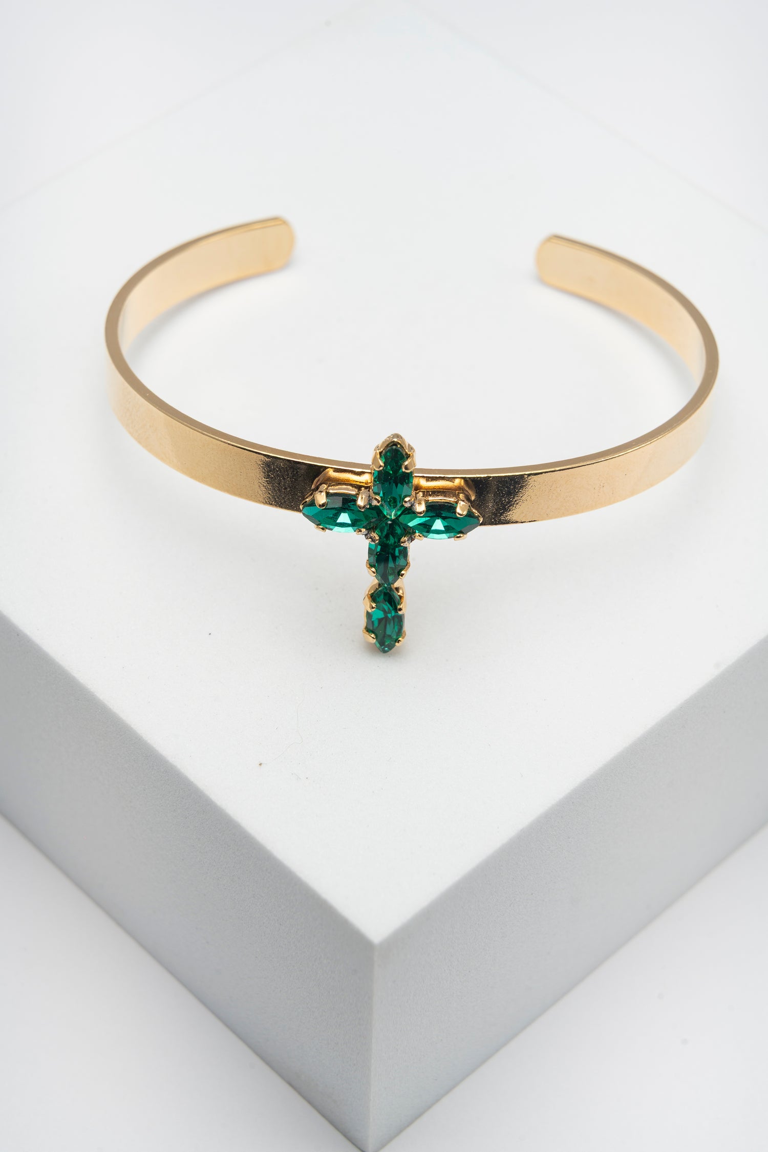 Bracciale Rigido Regolabile Emerald Cross