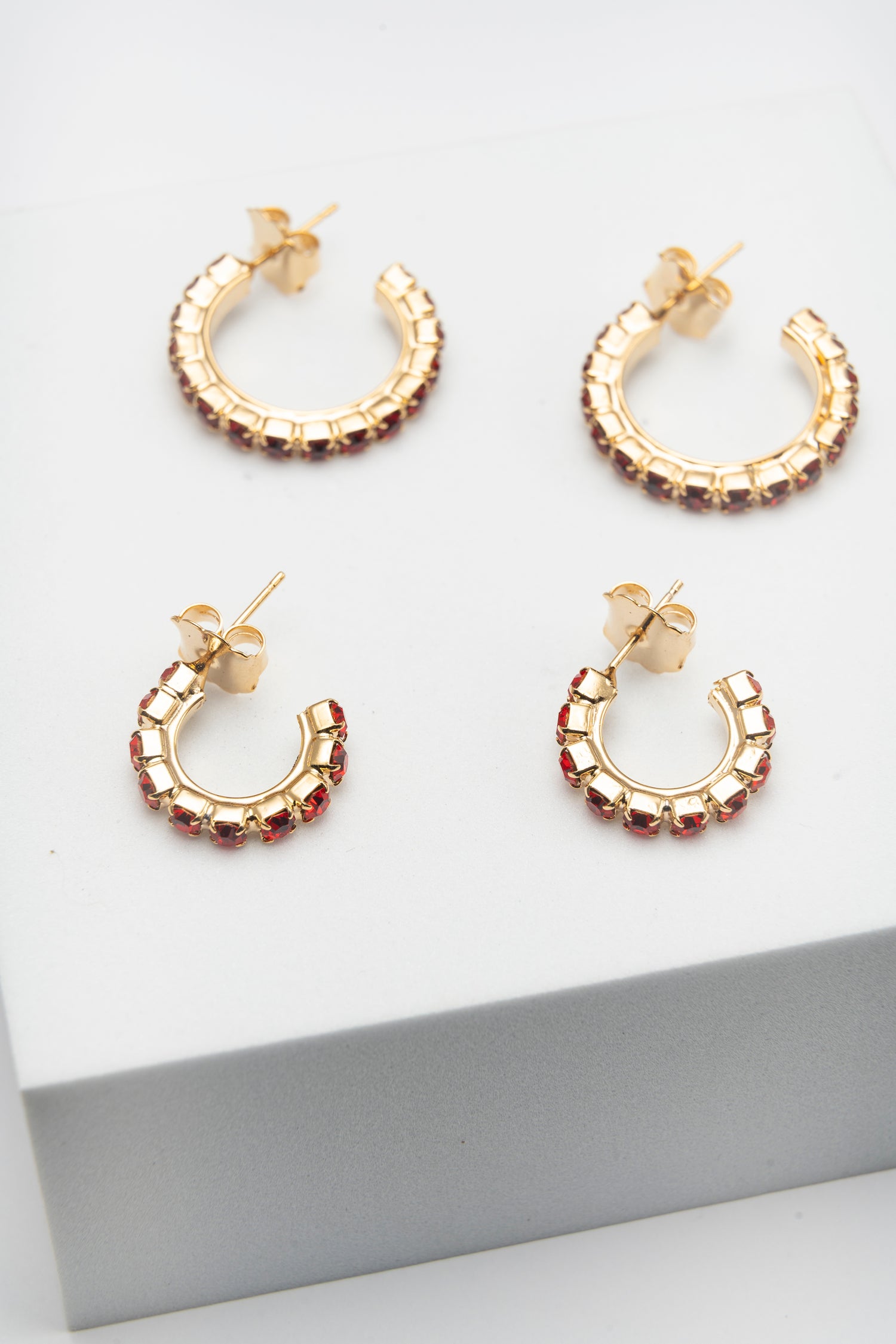 Orecchini Dual Cerchietti in Strass