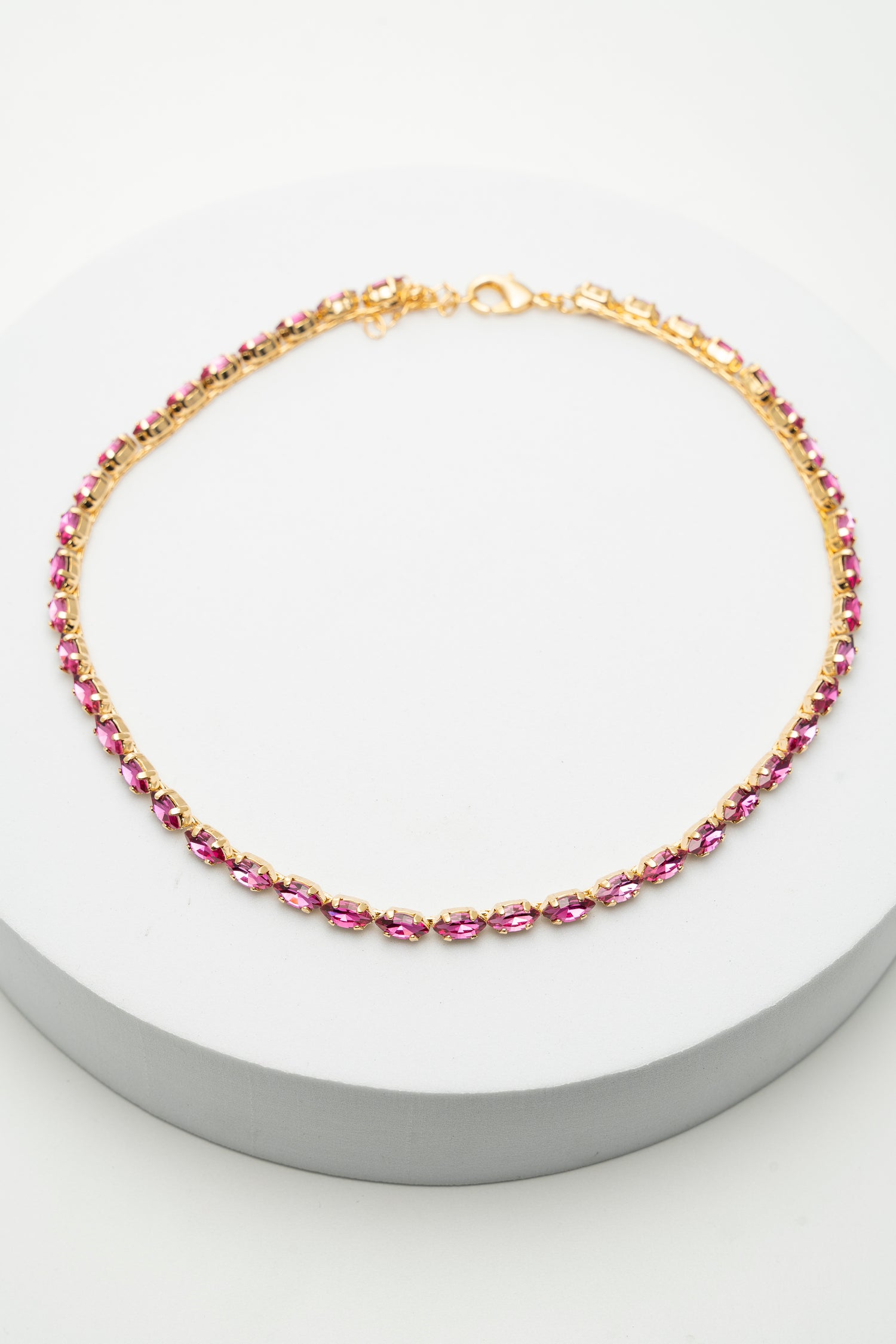 Collana Amoréa Dorato con Cristalli Fucsia