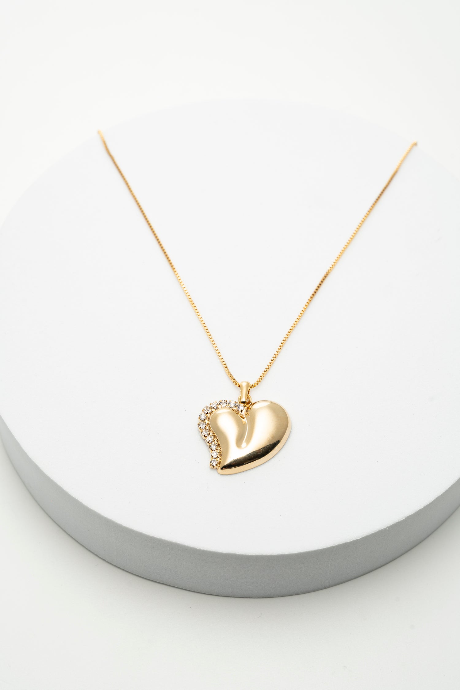 Collana Cuore Dorato in Metallo e Strass Cuore d’Inverno