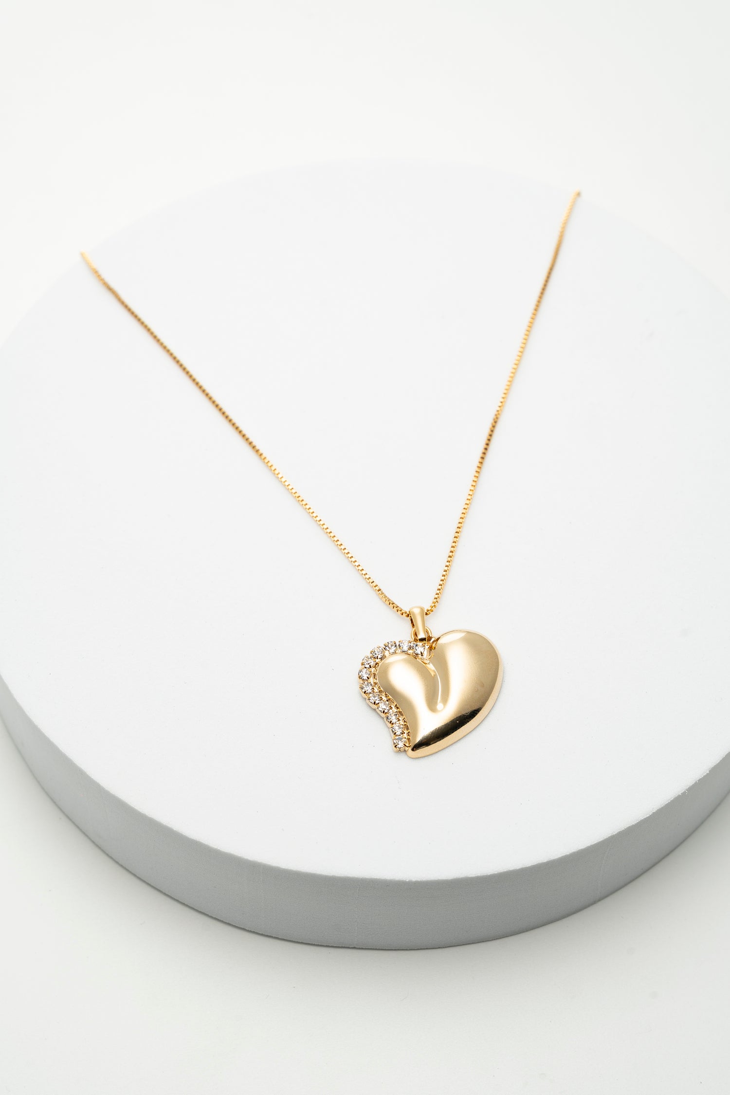 Collana Cuore Dorato in Metallo e Strass Cuore d’Inverno