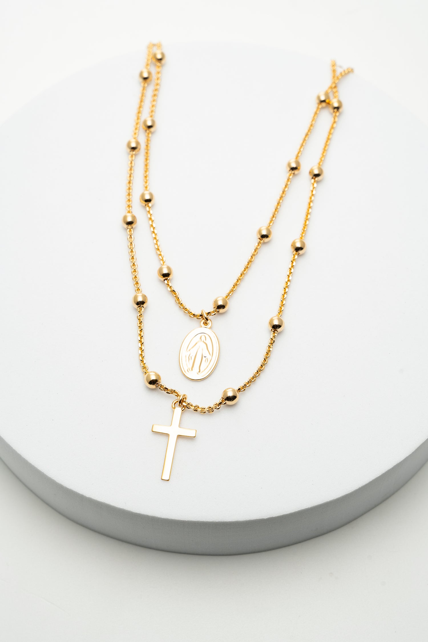 Collana Rosario Dorata a Doppio Filo Amuleto Portafortuna