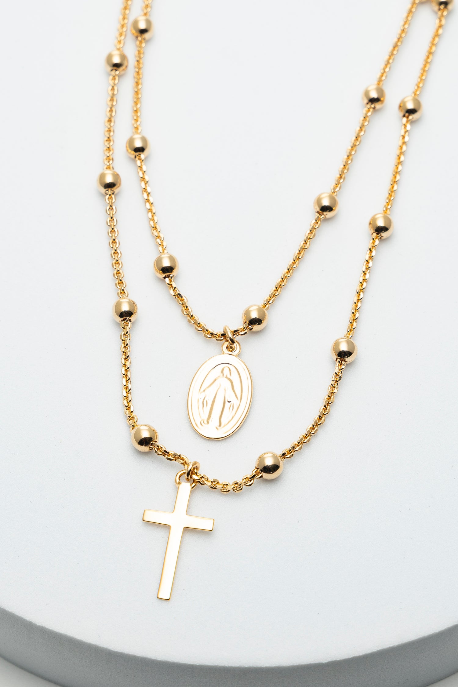 Collana Rosario Dorata a Doppio Filo Amuleto Portafortuna