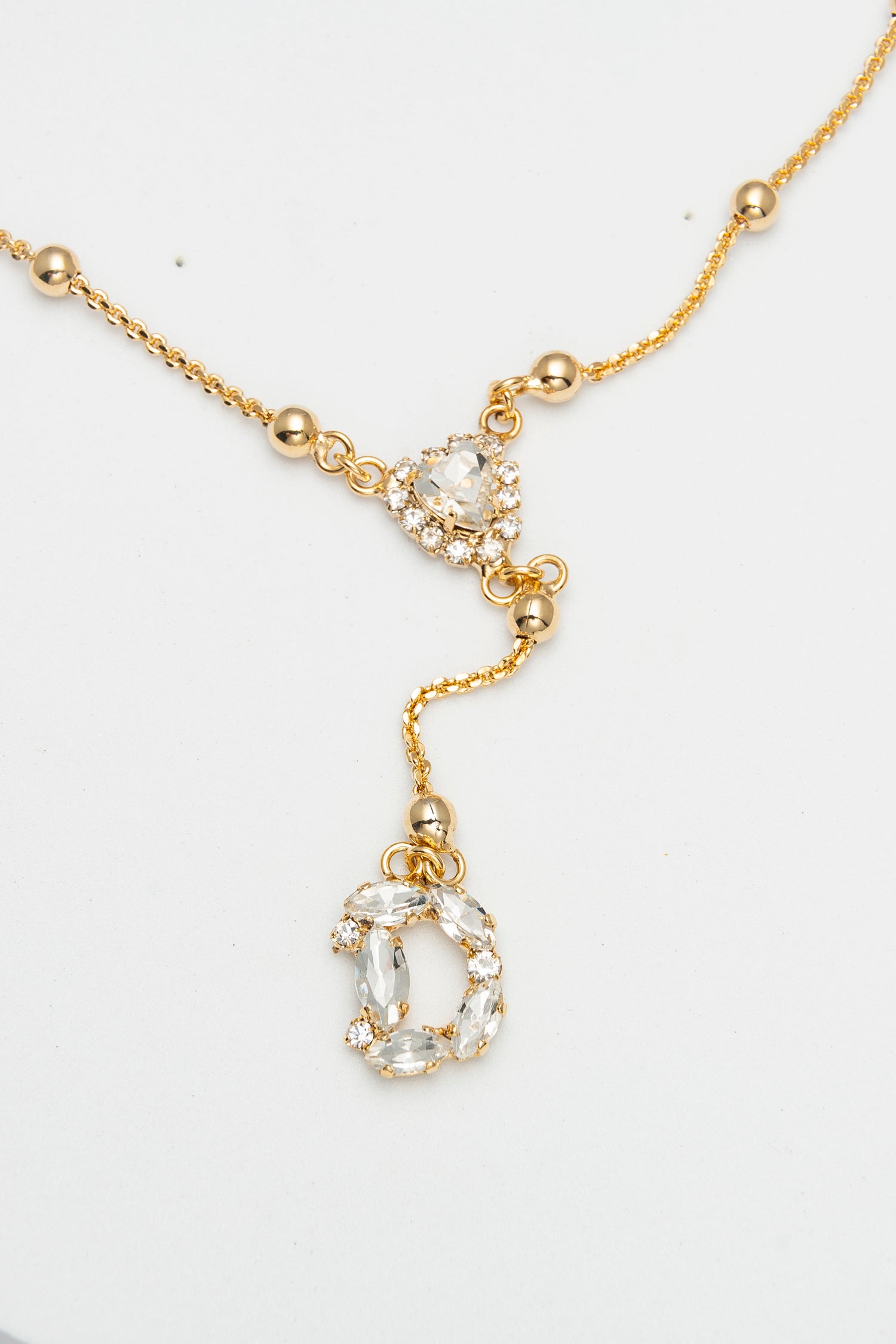 Collana Iniziale con Catena a Sfere e Strass Lettera d’Amore