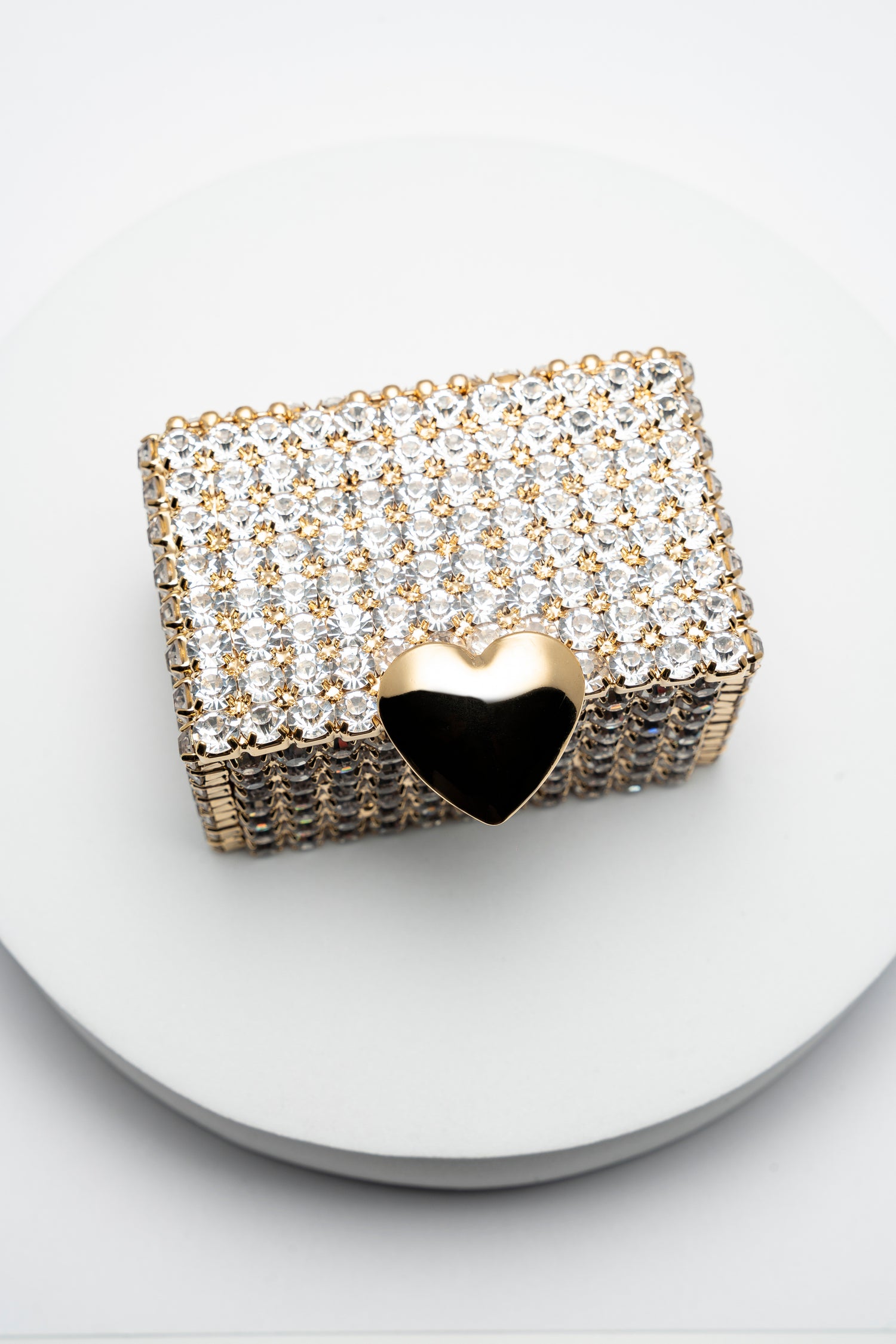 Cofanetto Scrigno Tempestato di Strass con Cuore Oro Crystal Treasure Box