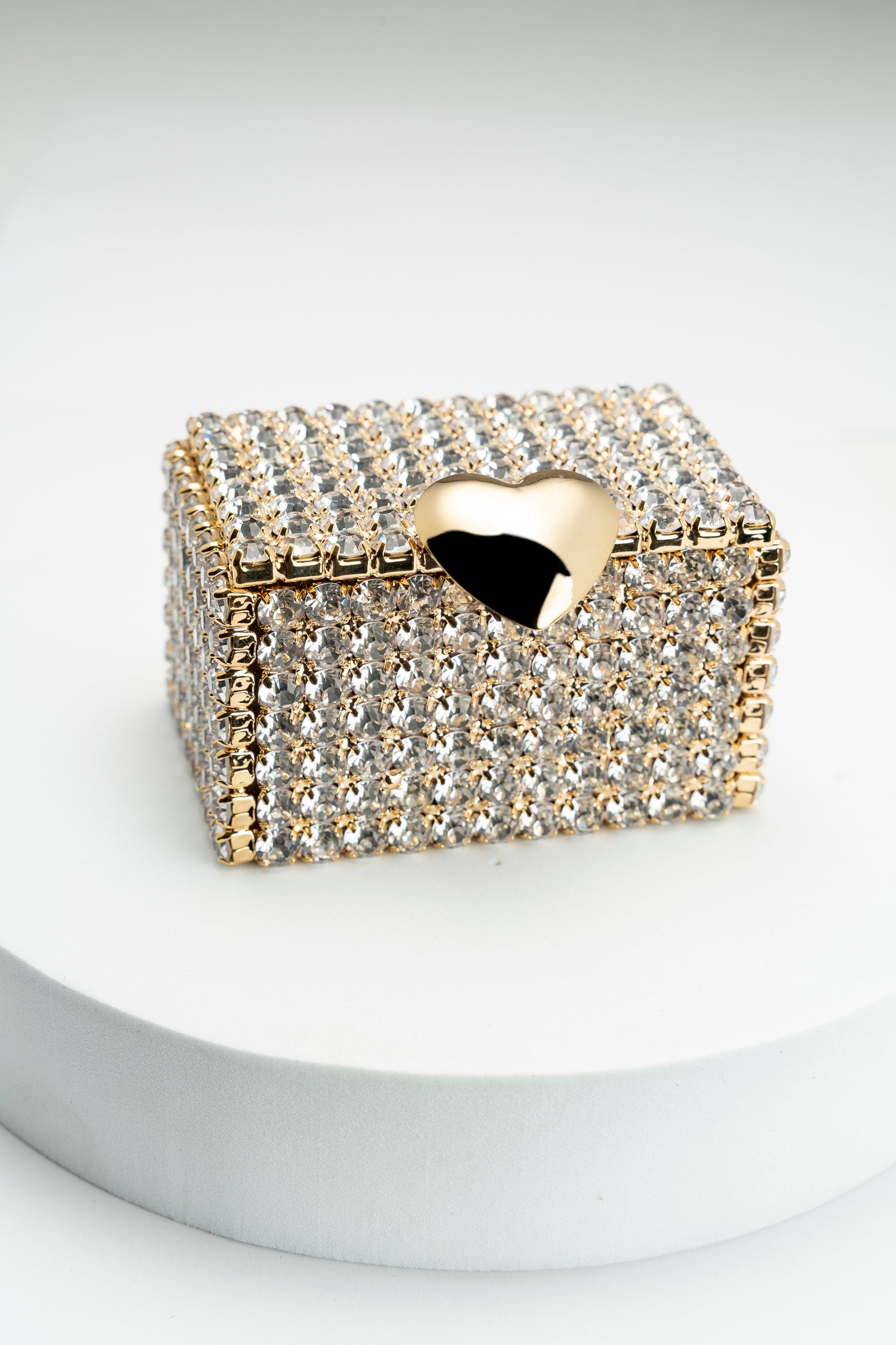 Cofanetto Scrigno Tempestato di Strass con Cuore Oro Crystal Treasure Box
