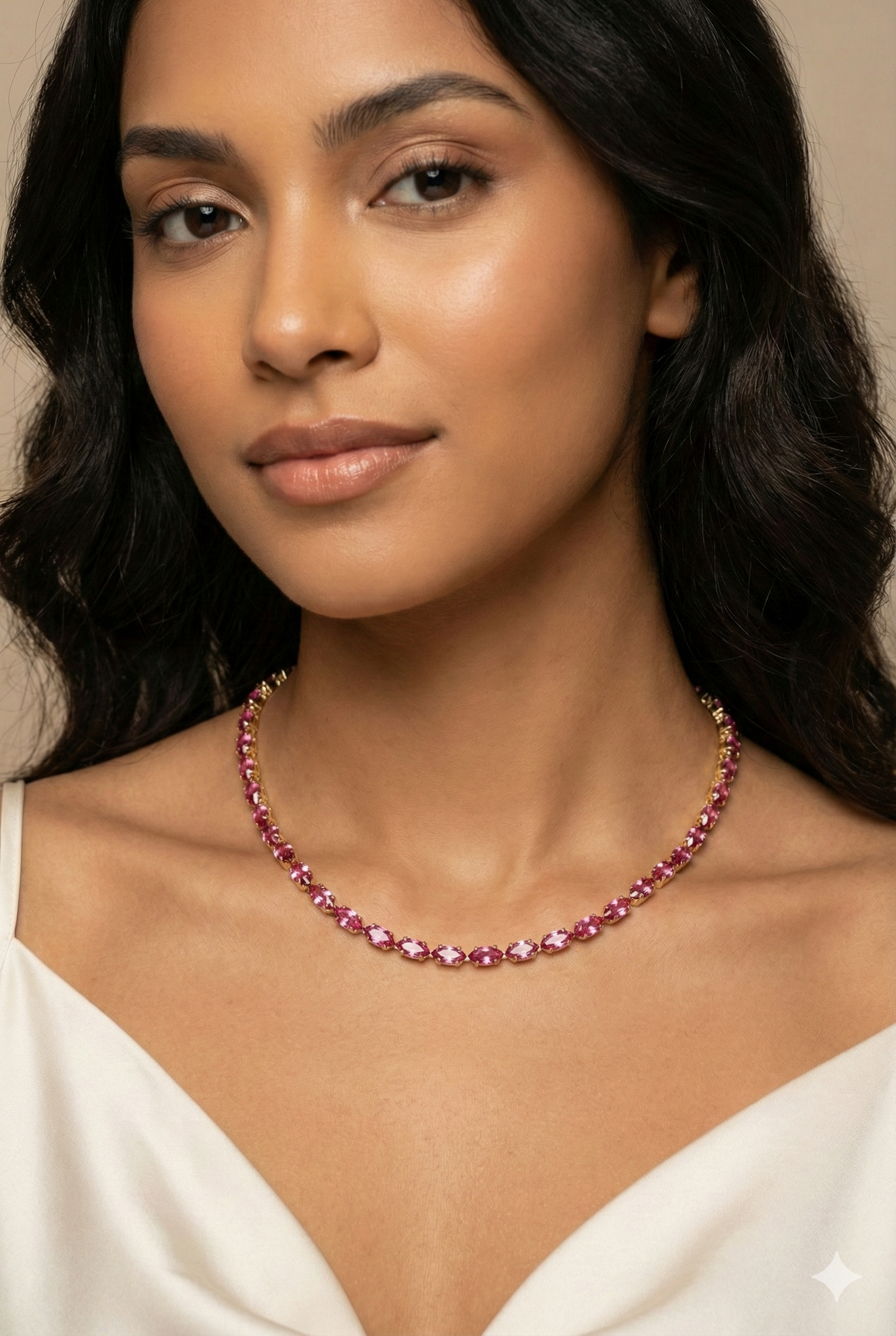 Collana Amoréa Dorato con Cristalli Fucsia