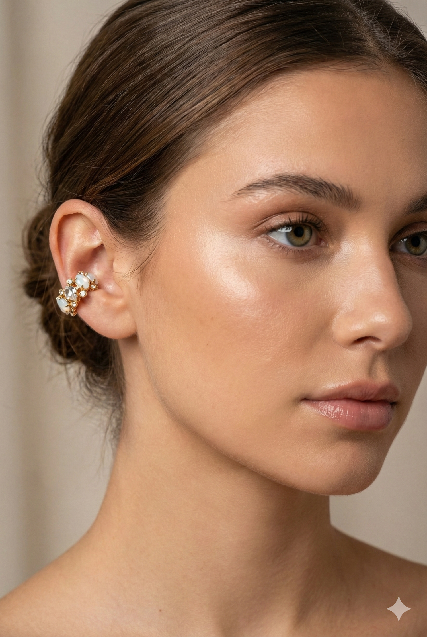 Ear Cuff Dorato con Gocce di Luce Crystal Crown