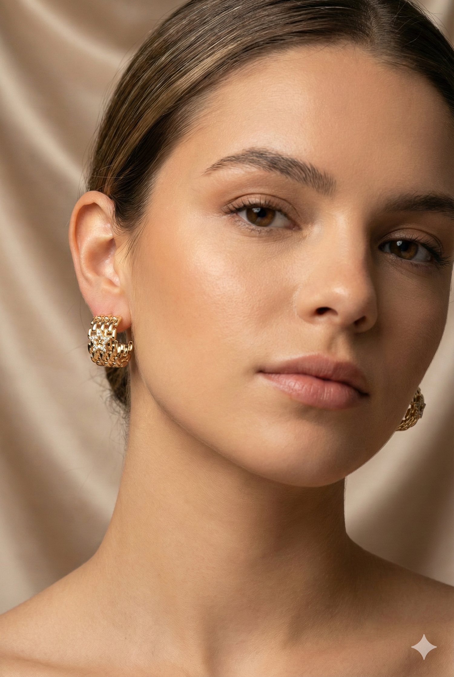 Orecchini a Cerchio con Catena e Simboli Golden Icon