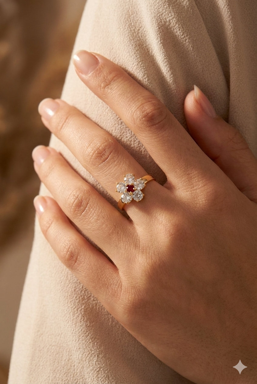 Anello Red Bloom Chic e Luminosi