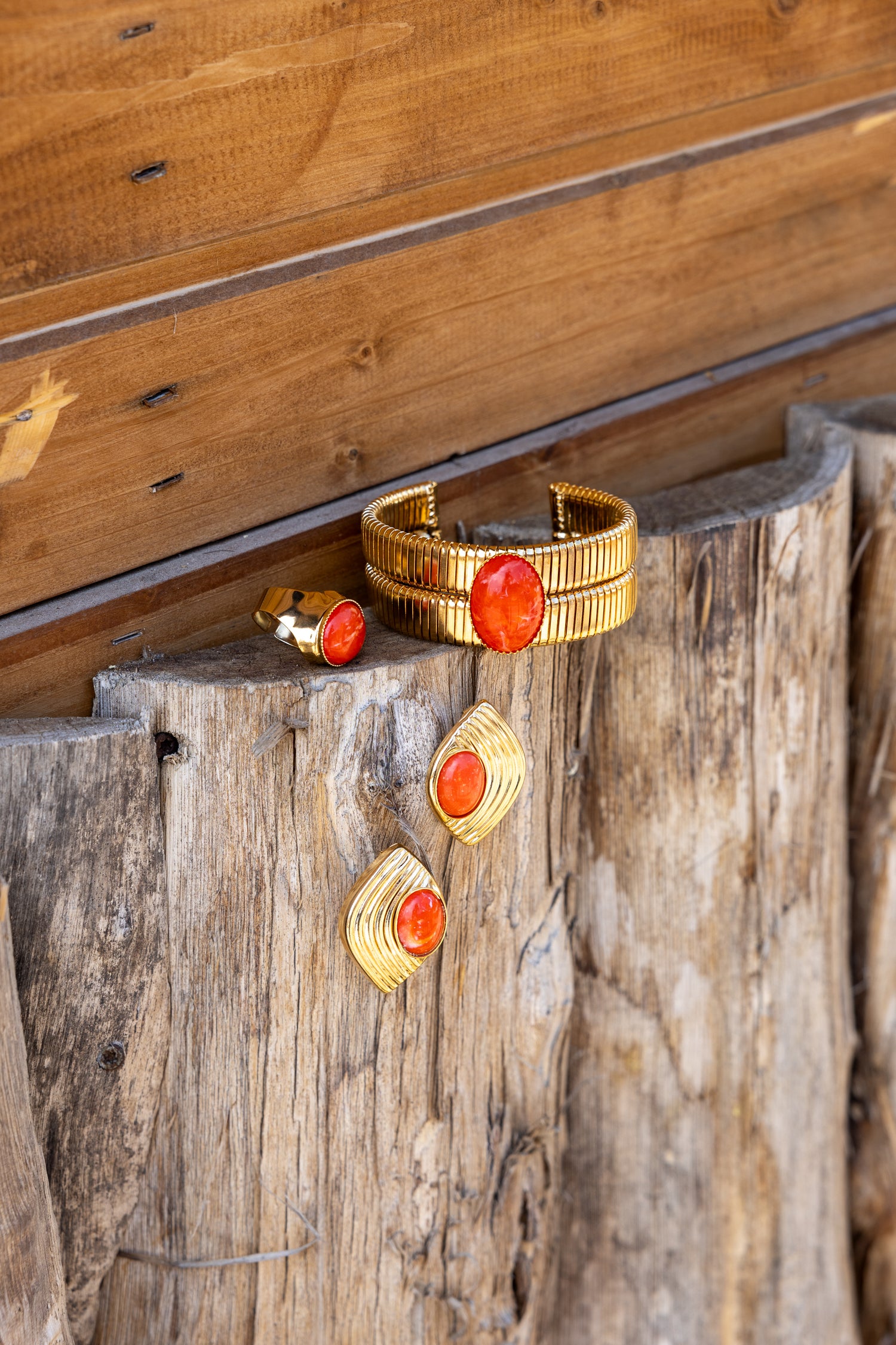 Collana Semi Rigida Tubo Gas Doppia con Ovale Cabochon